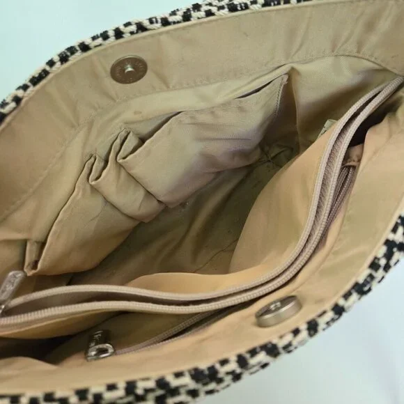 The Sak Black Cream Woven Double Handle Shoulder Bag - Picture 7 of 9